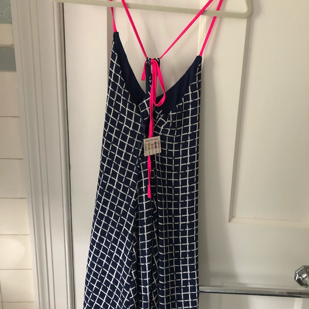 Navy, white and pink dress